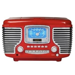 Crosley NIB Red Retro Radio Digital Display Bluetooth Streaming, Radio,CD, Clock